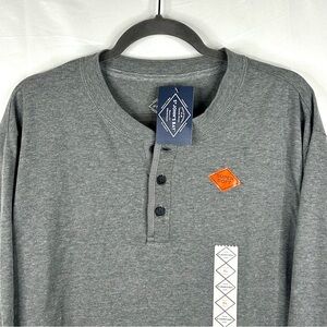 NWT St Johns Bay Legacy Henley Shirt Mens Size XL Gray Heather Long Sleeve
